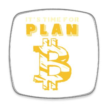PlanB Krypto Humor Grafik - Viereckiger Kühlschrankmagnet - Weiß - Vorne