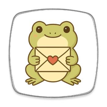 Kawaiifrosch mit Herzbrief – Cute Frog Art - Viereckiger Kühlschrankmagnet - Weiß - Vorne