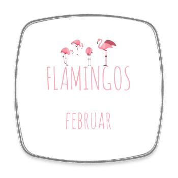 February Birthday Flamingo Saying Funny - Square fridge magnet - white - Front
