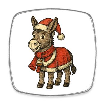 Christmas Donkey - Square fridge magnet - white - Front