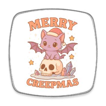 Merry Creepmas Cat Pastel Goth Christmas Skull - Viereckiger Kühlschrankmagnet - Weiß - Vorne