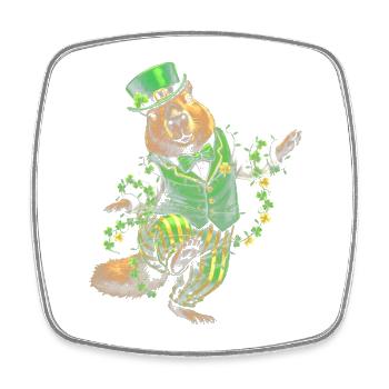 Leprechaunic hamster in lucky outfit - Square fridge magnet - white - Front