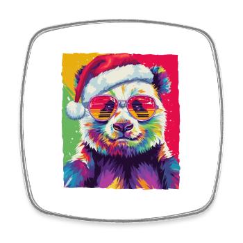 Portrait de Noël du panda - Magnet carré - blanc - Devant