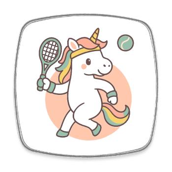 Tennis licorne, t-shirt pour enfants - Magnet carré - blanc - Devant