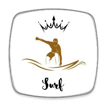 Golden Surfer on Wave - Square fridge magnet - white - Front