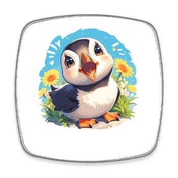 Puffin Papageientaucher - Viereckiger Kühlschrankmagnet - Weiß - Vorne