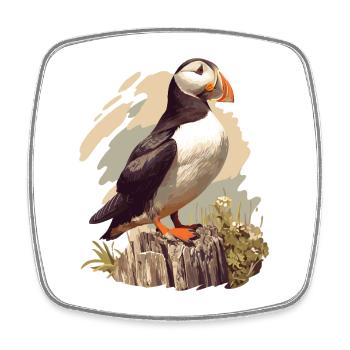 Puffin Papageientaucher - Viereckiger Kühlschrankmagnet - Weiß - Vorne