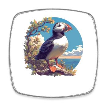 Puffin Papageientaucher - Viereckiger Kühlschrankmagnet - Weiß - Vorne