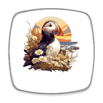 Puffin Papageientaucher - Viereckiger Kühlschrankmagnet - Weiß - Vorne