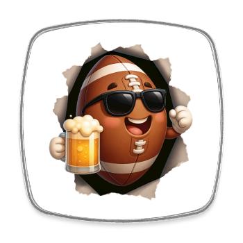 Bière de football - Magnet carré - blanc - Devant
