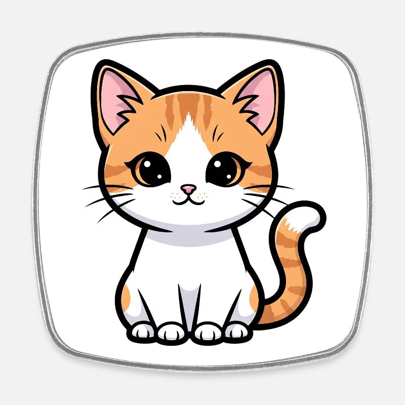 Calico Kitten Charm - Square fridge magnet - white