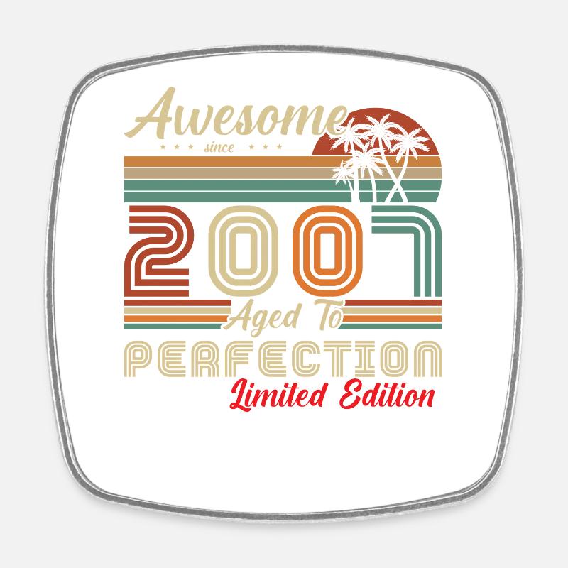 awesome since 2007 - Square fridge magnet - white