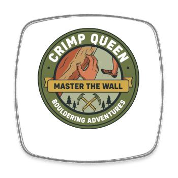 Crimp Queen Master The Wall Bouldering Adventures - Square fridge magnet - white - Front