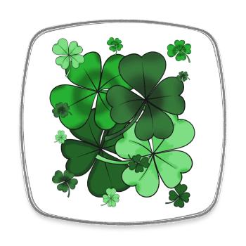 Green Shamrock Pattern - Square fridge magnet - white - Front