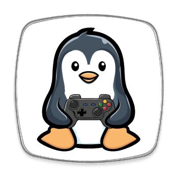 Gamer Pinguin - Viereckiger Kühlschrankmagnet - Weiß - Vorne
