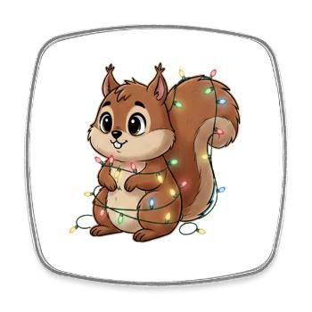 Squirrel hung with lights - Square fridge magnet - white - Front