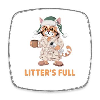 Imprimé pleine tasse de Cozy Cat Litter - Magnet carré - blanc - Devant