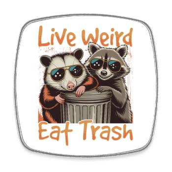 Funny Opossum and Raccoon - Viereckiger Kühlschrankmagnet - Weiß - Vorne