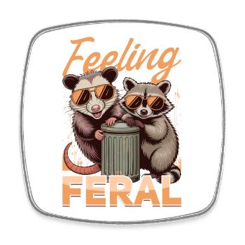Funny Opossum and Raccoon - Square fridge magnet - white - Front