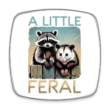 Funny Opossum and Raccoon - Viereckiger Kühlschrankmagnet - Weiß - Vorne