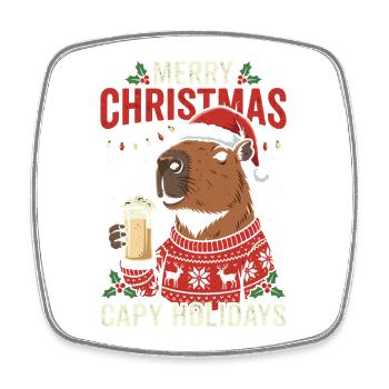 Capybaras Christmas Party Sweater - Square fridge magnet - white - Front