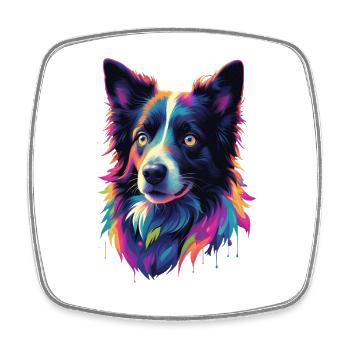 Colorful Dog Head Neon Palette - Square fridge magnet - white - Front