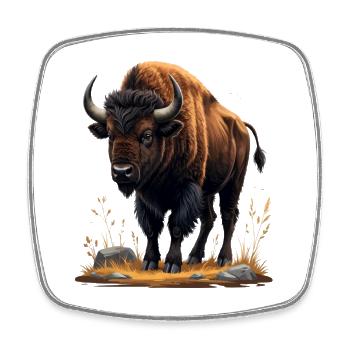 Bison du désert dans la vallée rocheuse - Magnet carré - blanc - Devant