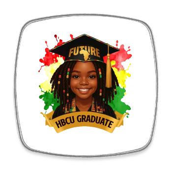 Future HBCU Graduate – Melanin Pride - Square fridge magnet - white - Front