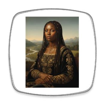 Jouconde noire – Racines africaines Fierté de mélanine - Magnet carré - blanc - Devant