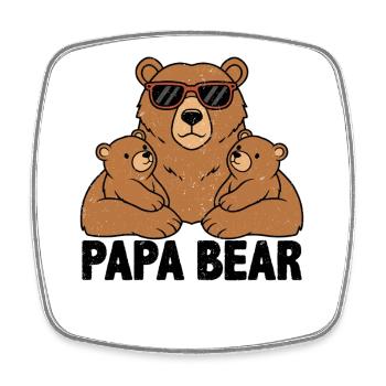 Papa Ours - Magnet carré - blanc - Devant