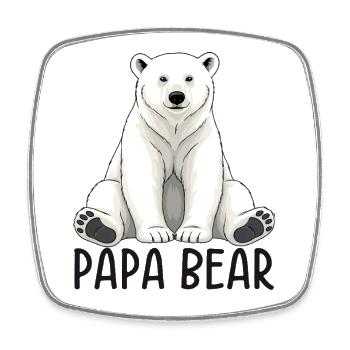 Papa Ours - Magnet carré - blanc - Devant