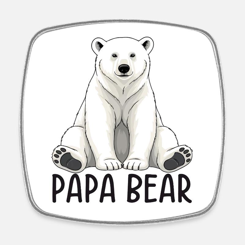 Papa Ours - Magnet carré - blanc