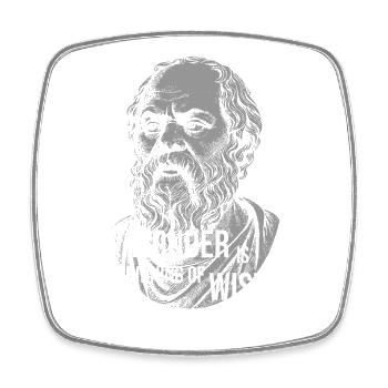 Socrates Wonder Quote Tee - Square fridge magnet - white - Front