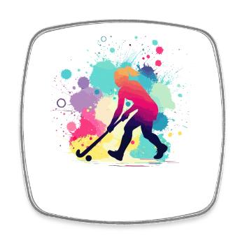 Hockey sur gazon, joueur de hockey sur gazon, hockey - Magnet carré - blanc - Devant