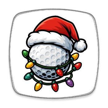Funny Christmas golf ball for golfers - Square fridge magnet - white - Front