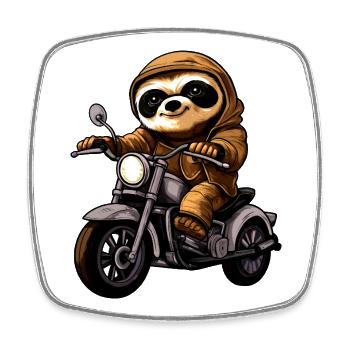 Motorcycle Sloth - Square fridge magnet - white - Front