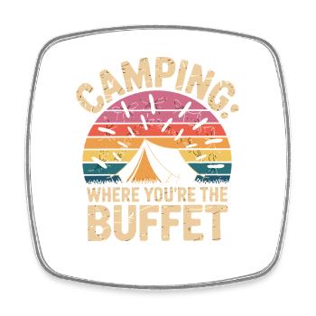  Camping Where Youre The Buffet Lustiger Camping - Viereckiger Kühlschrankmagnet - Weiß - Vorne