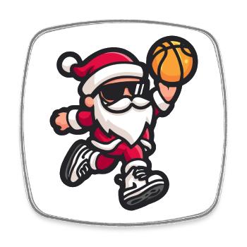 Cooler Basketball Santa Weihnachten - Viereckiger Kühlschrankmagnet - Weiß - Vorne