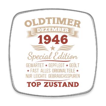 79th Birthday Gift Vintage Car December 1946 - Square fridge magnet - white - Front
