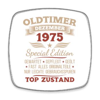 Cadeau du 50e anniversaire Voiture Classique décembre 1975 - Magnet carré - blanc - Devant