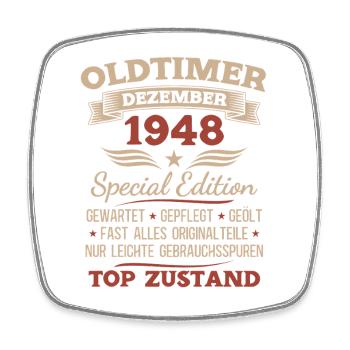 77th Birthday Gift Vintage Car December 1948 - Square fridge magnet - white - Front