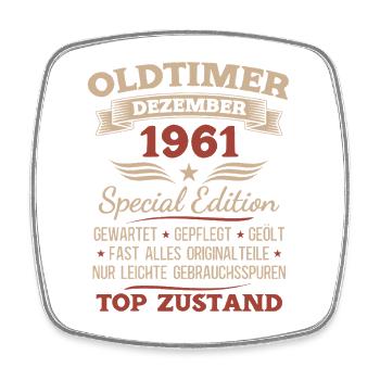 Cadeau du 64e anniversaire Voiture vintage décembre 1961 - Magnet carré - blanc - Devant