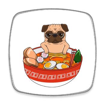 Carlin, ramen, chien zen japonais, chien chillin, amateur drôle d’animal de compagnie - Magnet carré - blanc - Devant