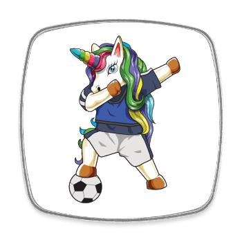 Einhorn-Fußball Dabbing Football Lustiger Magischer Spor - Viereckiger Kühlschrankmagnet - Weiß - Vorne