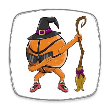 Dabbing Basketball Witch Funny Halloween Sports Fa - Square fridge magnet - white - Front