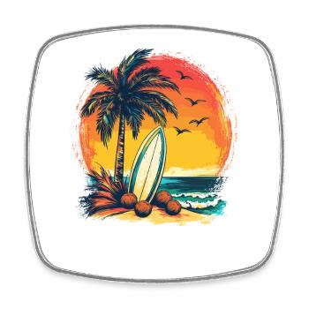 Sunset Palm Beach Surf - Square fridge magnet - white - Front