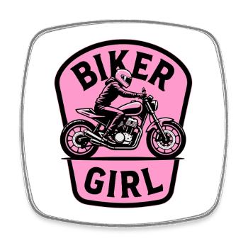 Biker Girl Motorcycle Pink - Viereckiger Kühlschrankmagnet - Weiß - Vorne