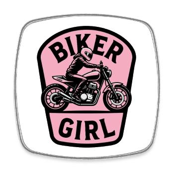 Biker Girl Motorcycle Bikerin - Viereckiger Kühlschrankmagnet - Weiß - Vorne