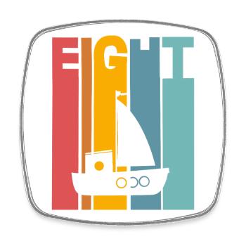 8 years children's birthday ship - Square fridge magnet - white - Front