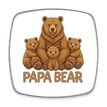 Papa Ours - Magnet carré - blanc - Devant